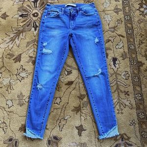 Kancan Frayed Hem with Pinstripes